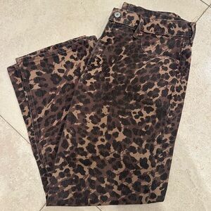 Abercrombie & Fitch Leopard 90s Straight Leg Jeans - Brown/Black